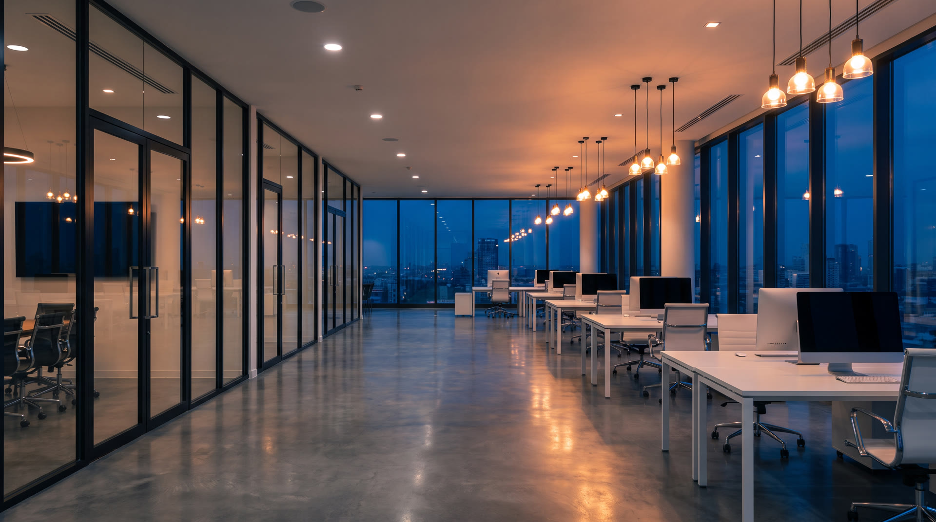 Spotless modern office space after a commercial cleaning